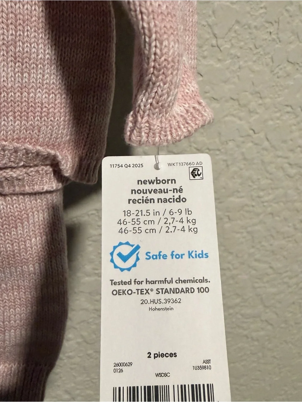 Carter's Size Newborn 'Hello There' Pink Knit Baby Sweater Set NWT